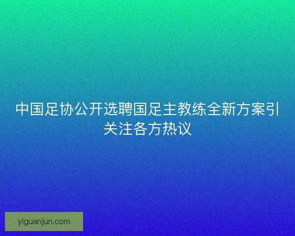中国足协公开选聘国足主教练全新方案引关注各方热议